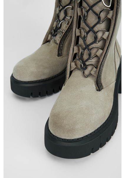 Kadın Bej Süet Hakiki Deri Casual Bot 775 8148 Bn Bot SK23/24 modelleri