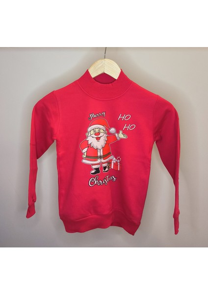 Christmas Baskılı 2 Iplik Yarım Balıkçı Sweatshirt