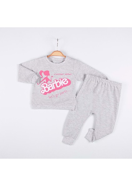 Enen Baby Barbie Baskılı Kız Bebek Aylık 2 Li Sweatshirt Takım - ENEN0001047 - Enen Baby - Gri - 18-24 Ay