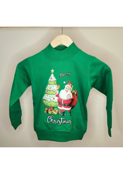 Christmas Baskılı 2 Iplik Yarım Balıkçı Sweatshirt