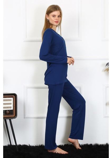 Kadın Penye Uzun Kol Patlı Pijama Takım 4169 fırsatları