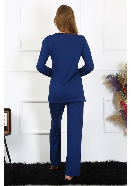 Kadın Penye Uzun Kol Patlı Pijama Takım 4169 indirimleri