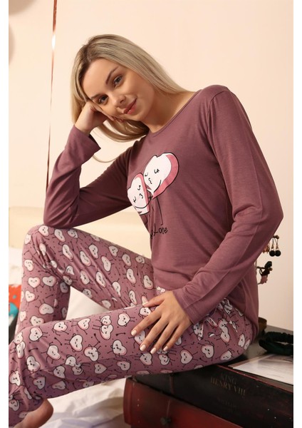 Kadın Penye Uzun Kol Pijama Takım 4187