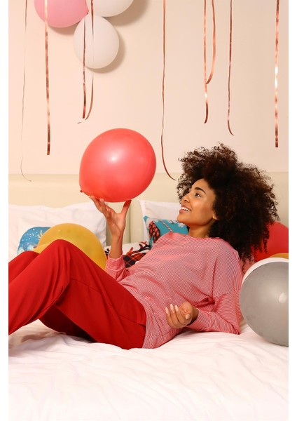 Kadın Uzun Kol 3 Iplik Penye Pijama Takım 4184 fırsatları