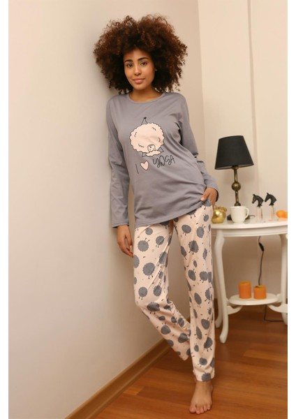 Kadın Penye Uzun Kol Pijama Takım 4186