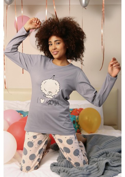 Kadın Penye Uzun Kol Pijama Takım 4186 fiyatları