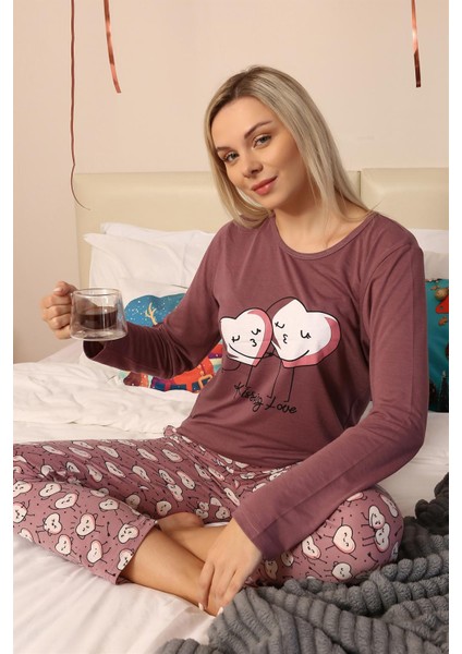 Kadın Penye Uzun Kol Pijama Takım 4187 fiyatları