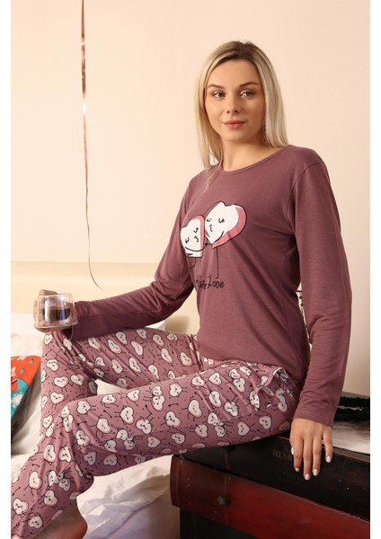 Kadın Penye Uzun Kol Pijama Takım 4187 indirimleri