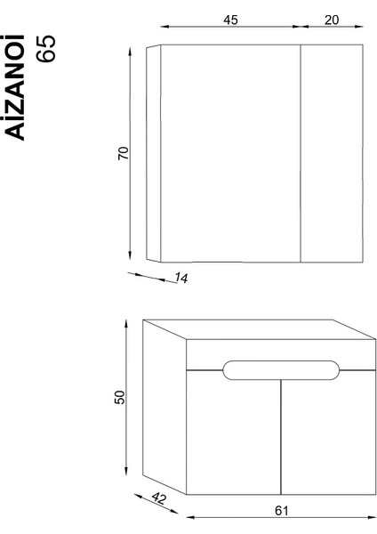 Aizanoi 65 cm Banyo Dolabı