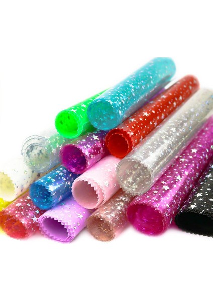 Holografik Yanardöner Pvc Vinil Yıldız Kumaş Şeffaf Şeffaf Dıy Yay Durumda Zanaat Kalem Çantası El Yapımı Malzeme Levha/rulo (Yurt Dışından)