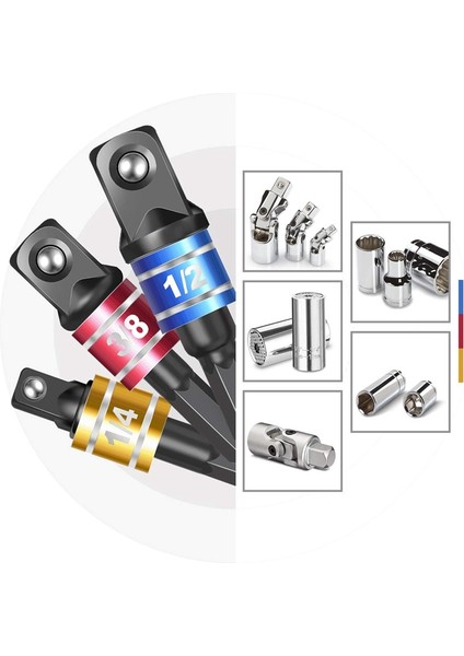 Nanlıy- 4 Parça Darbeli Sürücü Soket Adaptör Seti, Manyetik Uzatma Bit Tutucu ile 1/4 Inç Hex Shank - Kare Soket Somun Sürücüsüne Dönüş Matkabı (Yurt Dışından) fırsatları