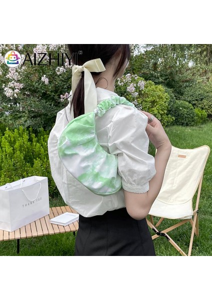 Moda Kadın Yumuşak Batik Baskı Kanvas Çanta Tek Omuz Pilili Hamur Çanta Çanta Gün Manşonlar Koltukaltı Çanta Çanta (Yurt Dışından) fırsatları