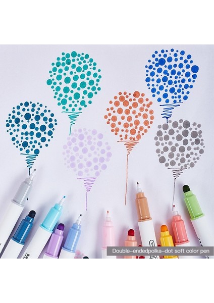 Çift Uçlu Dot Sanat Işaretleme Kalemleri 6/12 Renk Yuvarlak Dot Fiber Ince Ucu Boyama Dergisi El Yazı Eskiz Anime Çizim (Yurt Dışından)