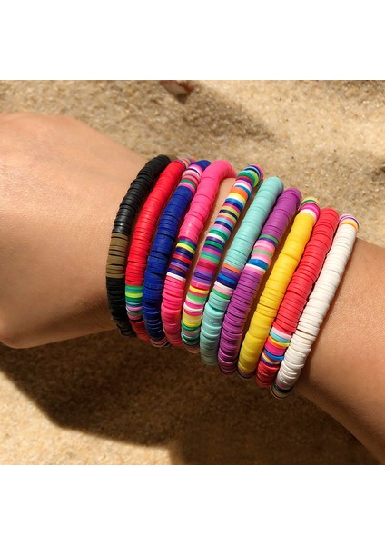 Bohemian Polimer Kil Boncuk Charm Bilezik Elastik Bilezik Boncuklu Streç Bilezik El Yapımı Moda Yeni Tasarım (Yurt Dışından) fırsatları