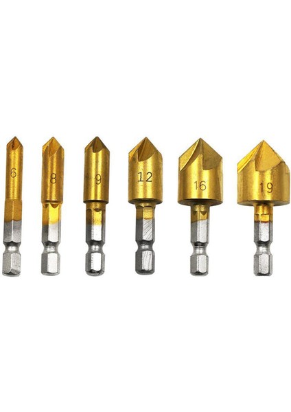 6 Adet Havşa Matkap Ucu Seti 1/4 ''hex Shank Hss 5 Flüt Havşa 6MM-19MM Podazz (Yurt Dışından)
