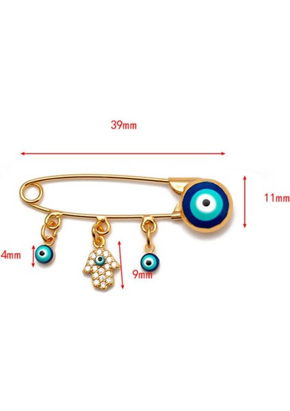 Türkiye Nazar Eller Broş Emniyet Pimi Mavi Şanslı Göz Küresi Broş Charm Etnik Yaka Pin Broş Kadınlar Takı Için (Yurt Dışından)
