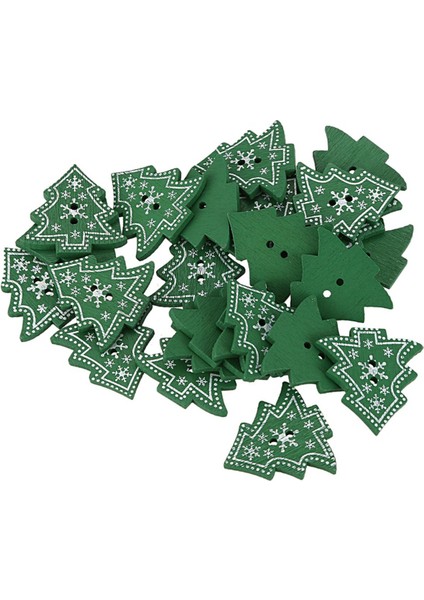 25 Adet Mesih Ağacı Şekli Dekor Süslemek Ahşap Ons Dikiş Kitabı Işçiliği Için Iki Delikli (Yurt Dışından)