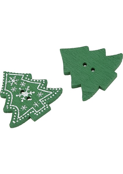 25 Adet Mesih Ağacı Şekli Dekor Süslemek Ahşap Ons Dikiş Kitabı Işçiliği Için Iki Delikli (Yurt Dışından) modelleri