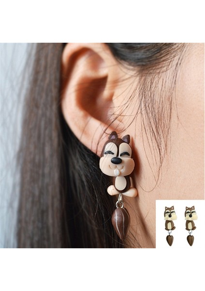 Yeni Moda El Yapımı Karikatür 3D Polimer Kil Hayvan Küpe Kadın Sevimli Kedi Düğme Küpe Kulak Damızlık Takı Kızlar (Yurt Dışından)