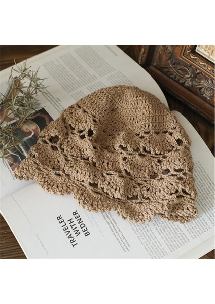 El-Örme Çiçek Içi Boş Ince Kap Bahar ve Yaz Dantel Nefes Fular Tığ Ayak Pamuk Ipliği Şapka Kadın (Yurt Dışından)