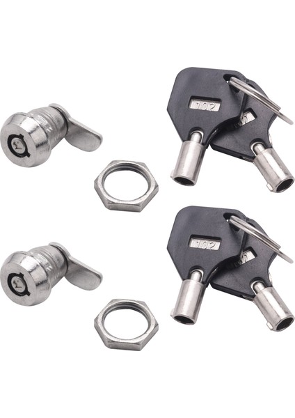 2x Dolap Kapı Çeyrek Dönüşlü Güvenlik Borulu Kam Kilidi Anahtarlı (Yurt Dışından)