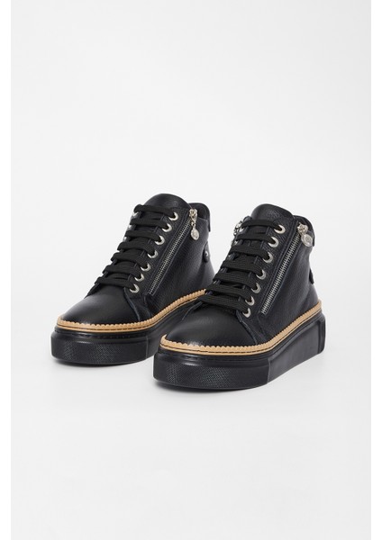 Kadın Siyah Floter Hakiki Deri Casual Bot 937 5022-03 Bn Bot SK23/24 modelleri