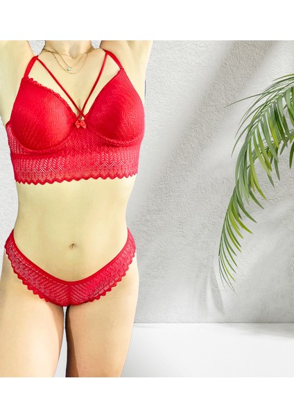 Angel & Naughty Dantel Çapraz Detaylı Kısa Bralet Takım