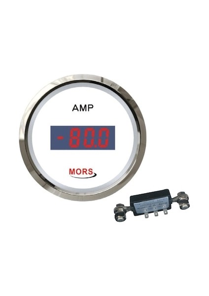 Dijital Ampermetre 12-24 Volt Beyaz ( Şönt Dahildir )