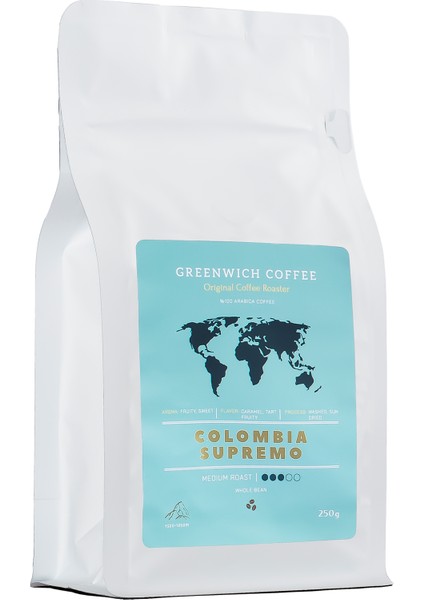 Filtre Kahve Çekirdek Kahve Espresso ( %100 Arabica ) Colombia Supremo 250 gr
