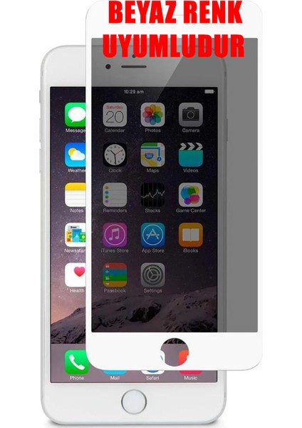 iPhone 7 Plus Hayalet Ekran Koruyucu Tam Kaplayan Gizli Privacy Iphone 7 Plus-Beyaz