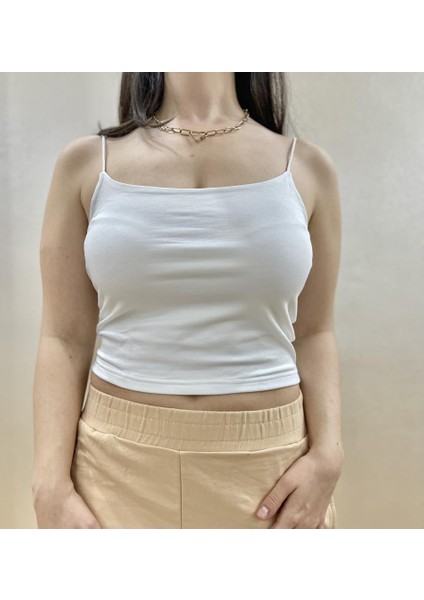 Kadın Pamuklu Crop Top Askılı Büstiyer