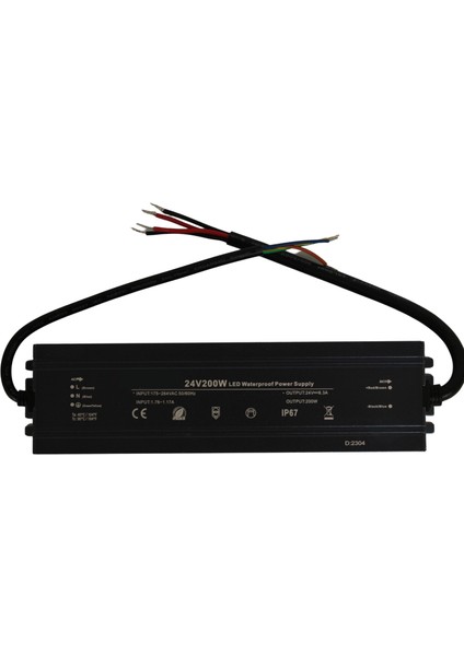 24 Volt 8,3 Amper 200 Watt Dış Cephe LED Adaptör IP67 Su Geçirmez