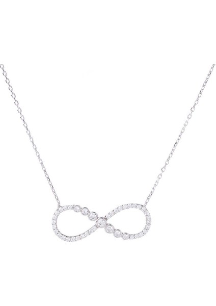 Sonsuzluk Model-1 Zirkon Taşlı 925 Ayar Gümüş Kadın Kolye