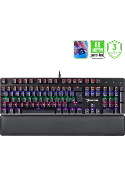 Ogre Rgb 60M Blue Switch Türkçe Q USB Mekanik Gaming Klavye