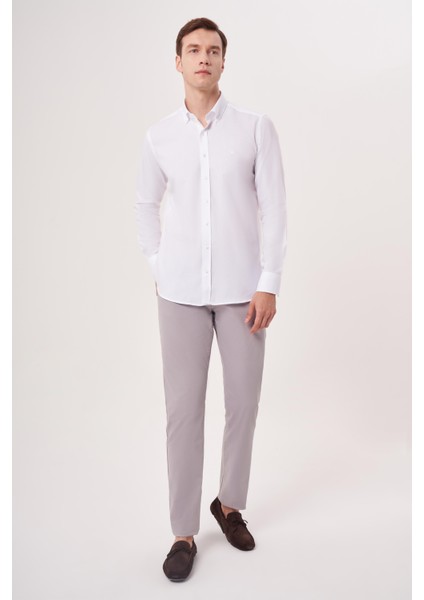 Erkek Regular Fit Uzun Kollu Spor Gömlek BEYAZ GM23Y231163_D01