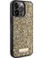 iPhone 15 Pro Max Uyumlu Kılıf Guess Orjinal Lisanslı Taşlı Arka Yüzey Metal Yazı Logolu Kapak Sarı 1