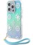 iPhone 15 Pro Kılıf Guess Orjinal Lisanslı Yazı Logolu Askı Ipli Holografik Glitter Peony Turkuaz 1