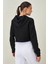Kadın Siyah Kapüşonlu Eteği Pis Dikişli Crop Sweatshirt 5