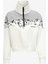 Kırık Beyaz Kadın Dik Yaka Loose Fit Baskılı Sweatshirt D3WL-SWT14 1