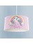 Bebek ve Çocuk Odası Gökuşağı ve Unicorn Desenli Pembe Avize 1