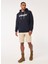 Lacivert - Beyaz Erkek Kapüşonlu Baskılı Sweatshirt FOA402599 B1B Po Hoodıe 2.0 4