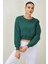 Tena Moda Kadın Nefti Bisiklet Yaka Üç Iplik Oversize Crop Sweatshirt 2