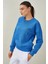 Tena Moda Kadın Mavi Bisiklet Yaka Üç Iplik Basic Sweatshirt 3