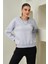 Tena Moda Kadın Kar Melanj Bisiklet Yaka Üç Iplik Basic Sweatshirt 2