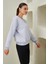Tena Moda Kadın Kar Melanj Bisiklet Yaka Üç Iplik Basic Sweatshirt 3