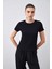 Tena Moda Kadın Siyah Bisiklet Yaka Bürümcük Kumaş Bluz 1