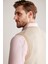 Çizgi Desenli Camel Lambswool Yün Triko Süveter 3