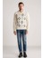 Baklava Desenli Polo Yaka Lambswool Ekru Kazak 1