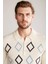 Baklava Desenli Polo Yaka Lambswool Ekru Kazak 3