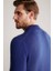 Baklava Desenli Polo Yaka Lambswool Indigo Mavi Kazak 3